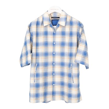 DOCUMENTLinen Cotton Outer Shirt(Blue Check)